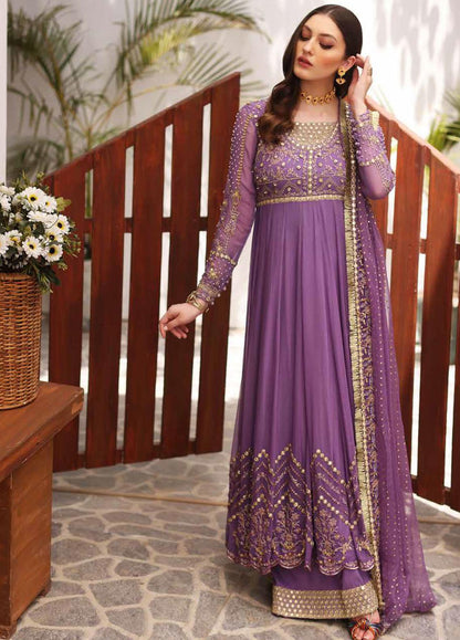 Charizma Purple Luxury Chiffon 3 Piece