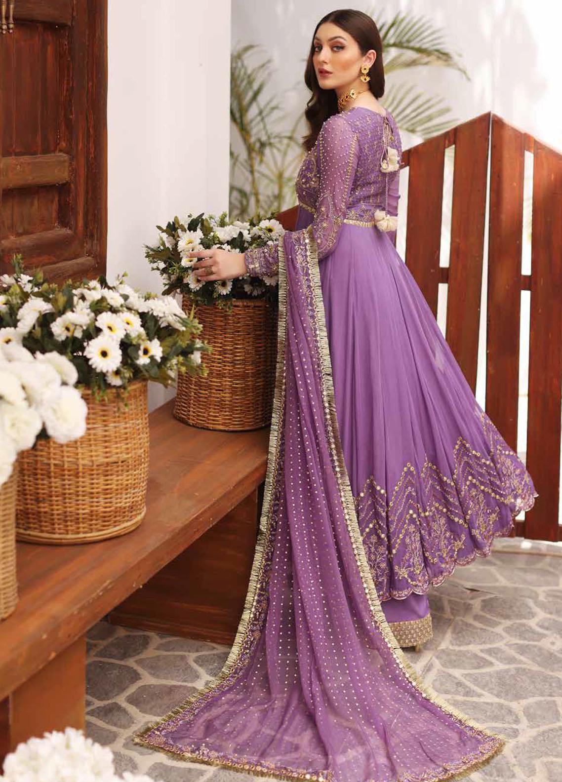 Charizma Purple Luxury Chiffon 3 Piece