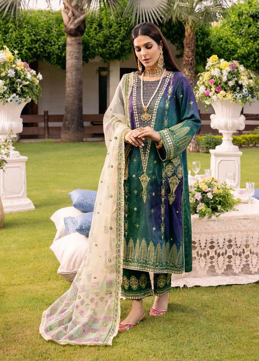 Charizma Naranji Embroidered Viscose Silk 3 Piece Suit