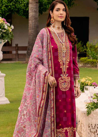 Charizma Naranji Embroidered Viscose Silk 3 Piece Suit