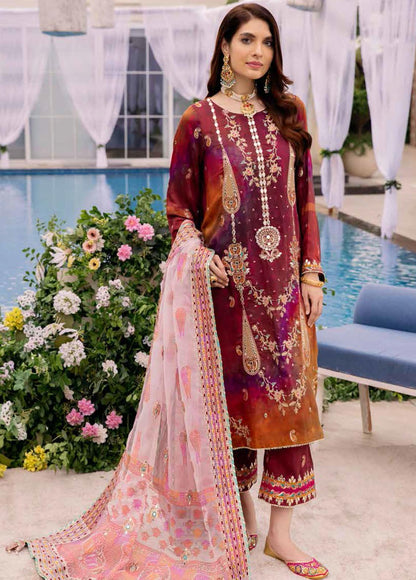 Charizma Naranji Embroidered Viscose Silk 3 Piece Suit