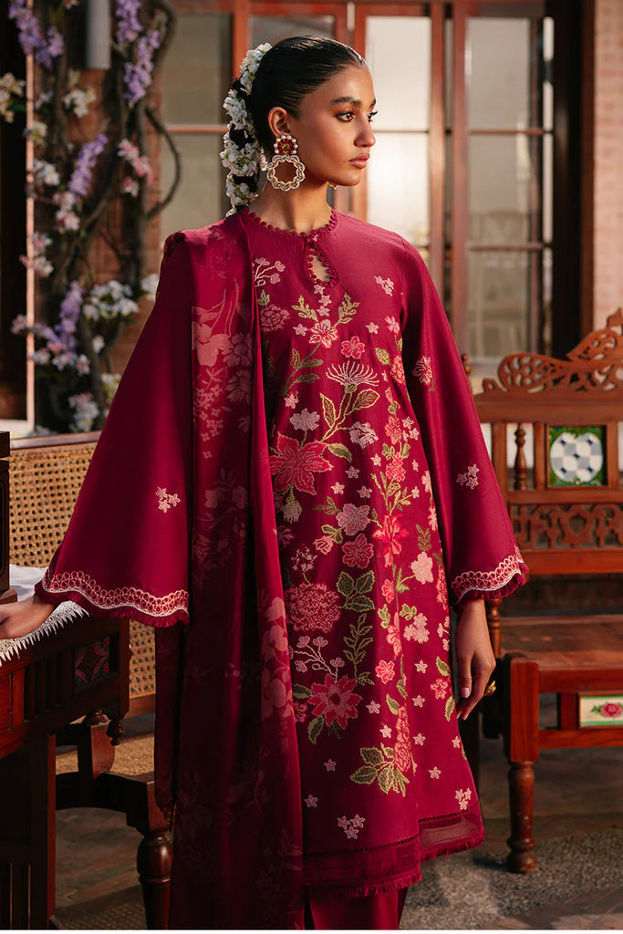 Ruby Maze by Cross Stitch - Premium Embroidered Lawn with Silk Dupatta