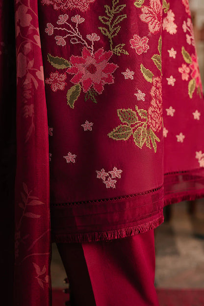 Ruby Maze by Cross Stitch - Premium Embroidered Lawn with Silk Dupatta