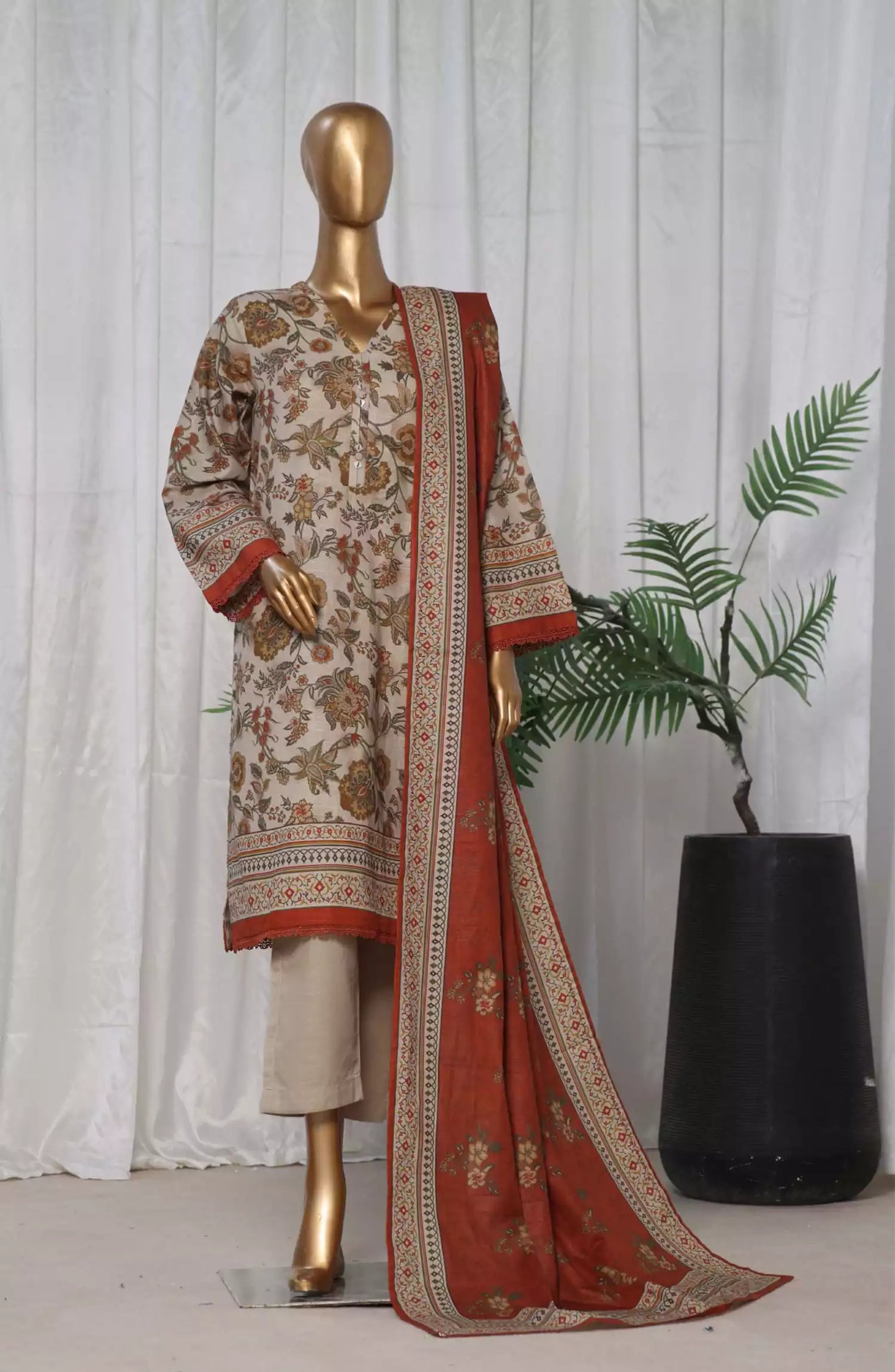 Sada Bahar Printed Khaddar 3 Piece