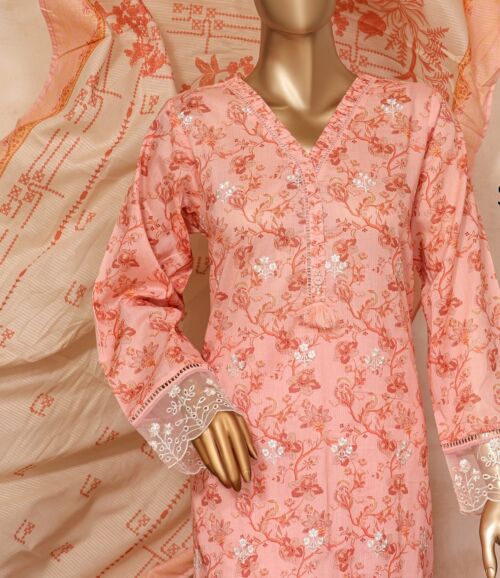 Sadabahar Stitched Cutwork Embroidered 3 Piece Suit