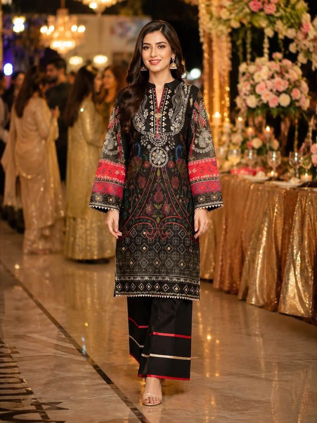 ETHNC KOTA EMBROIDERED SHIRT WITH FARSHI SHALWAR