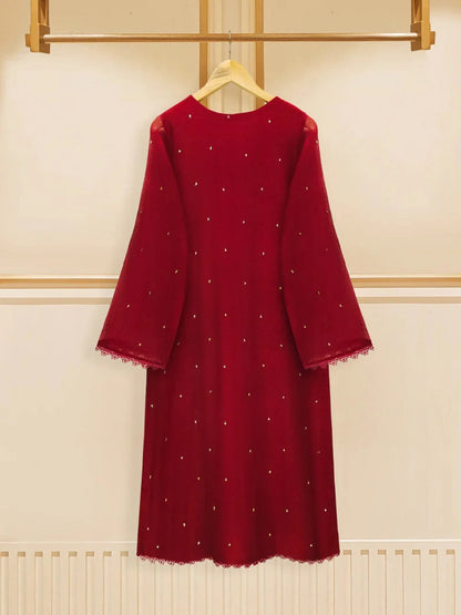 AGHANOOR 3 PIECE PURE COTTON NET EMBROIDERED SUIT