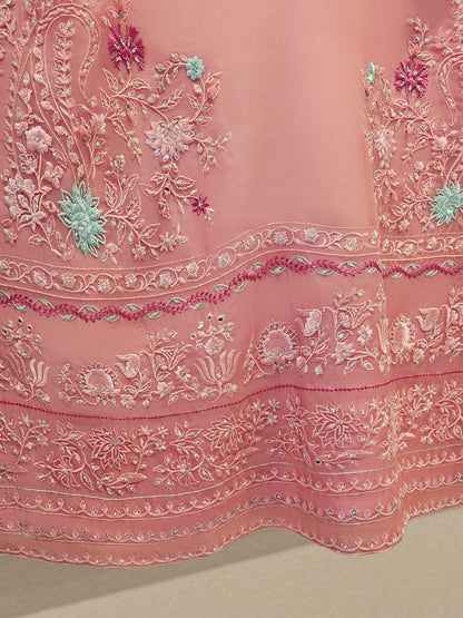 Aghanoor Heavily Embroidered Organza 3 Piece Suit