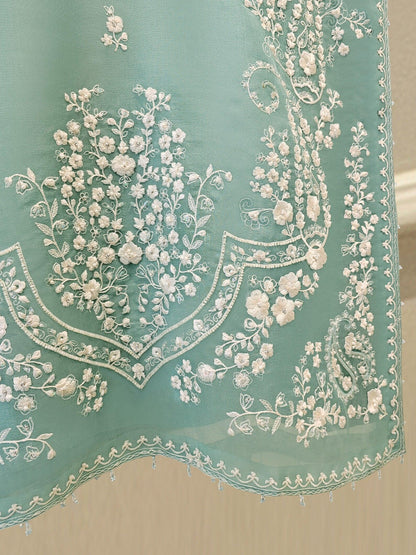 Aghanoor Embroidered Organza 3 Piece Suit