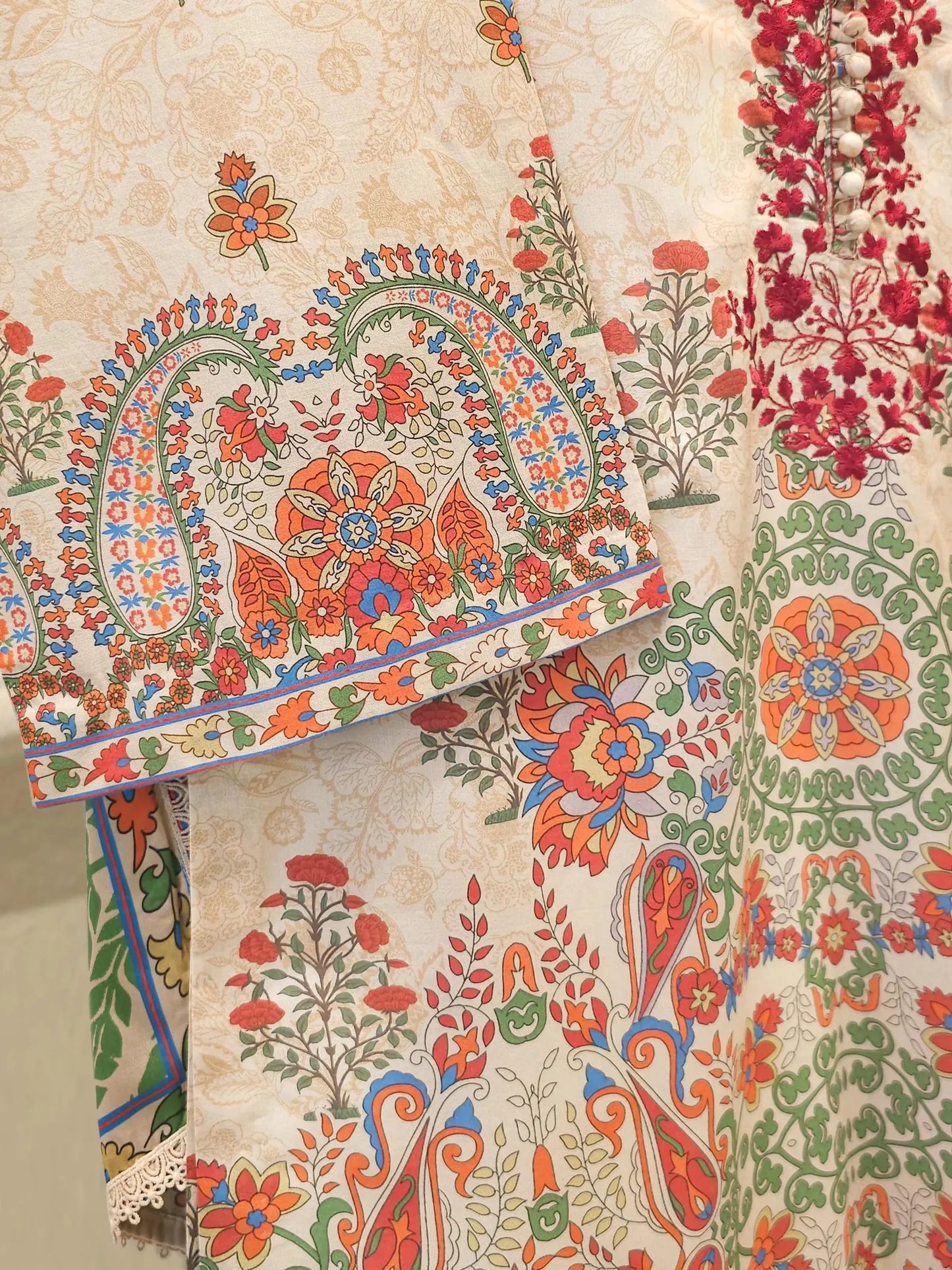 AGHANOOR PURE EMBROIDERED LAWN SHIRT, PANT & SILK DUPATTA