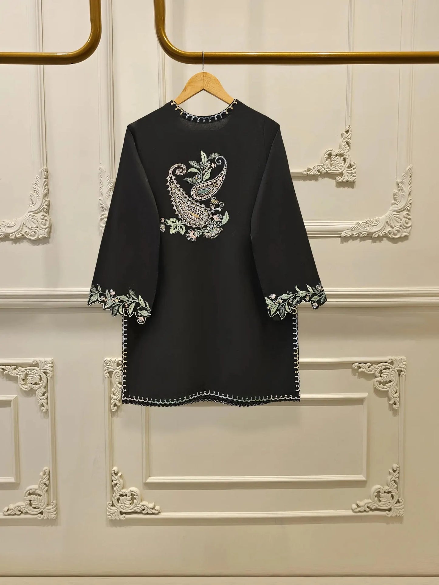 AGHANOOR EMBROIDERED BLACK LAWN SHIRT & PANT