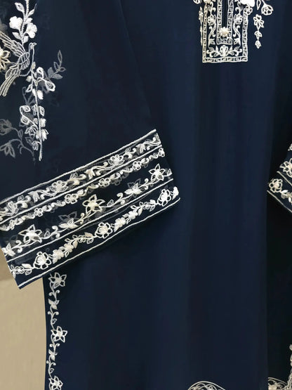 Aghanoor Pure Chiffon Embroidered 3 Piece Suit