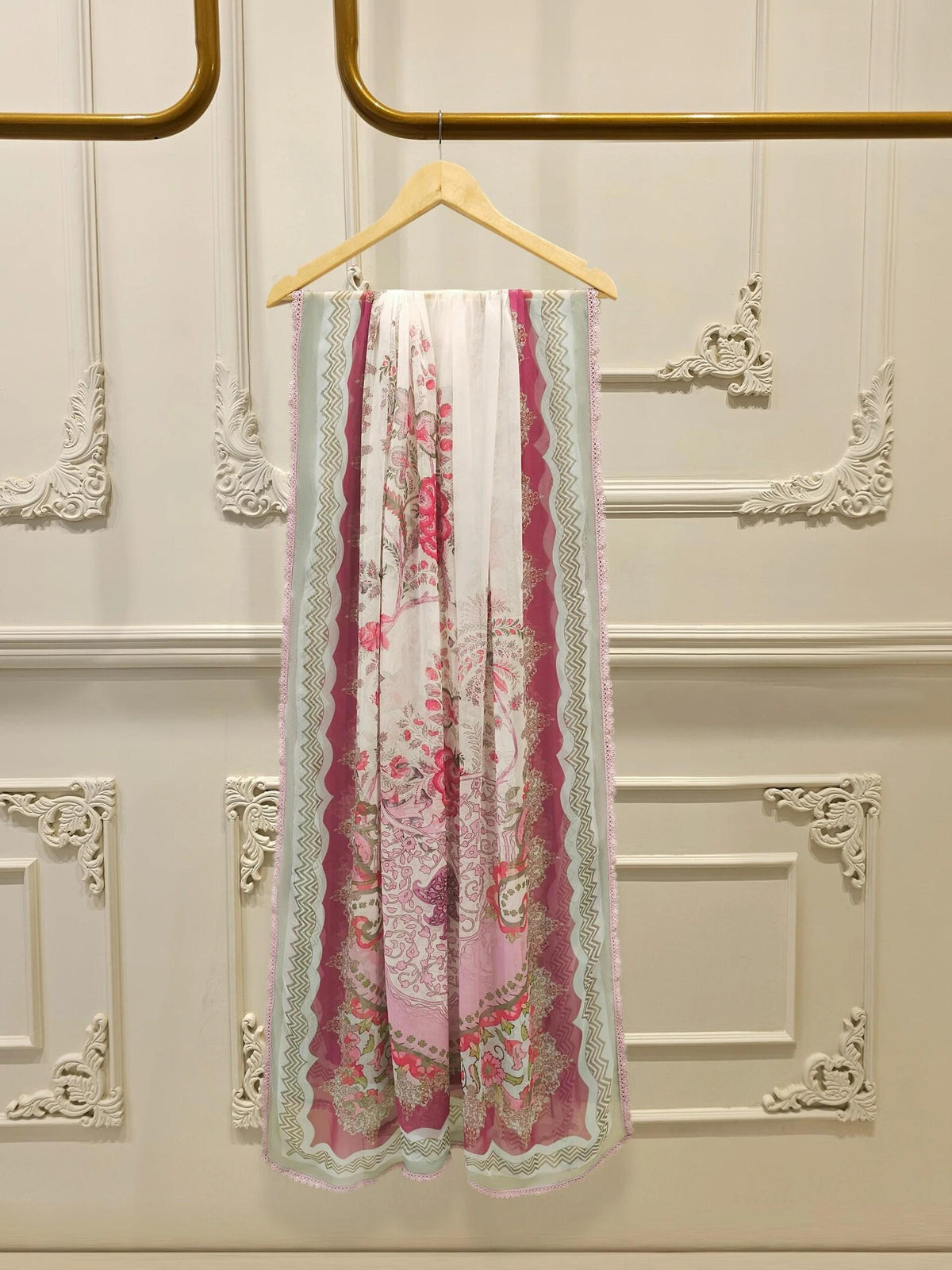 AGHANOOR EMBROIDERED LAWN SHIRT WITH CHIFFON DUPATTA