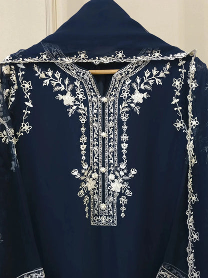 Aghanoor Pure Chiffon Embroidered 3 Piece Suit