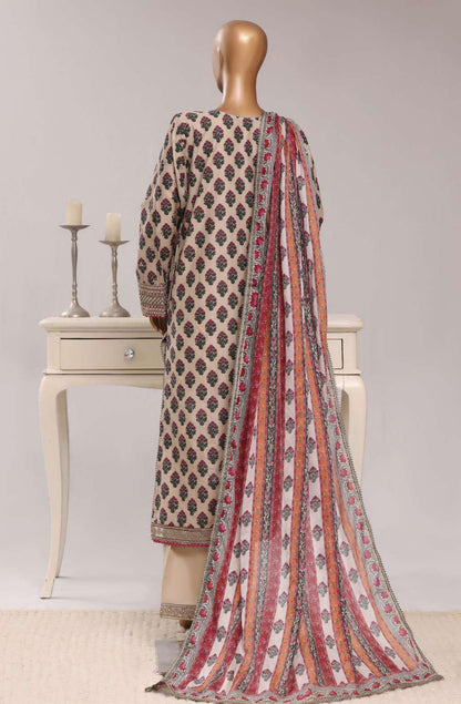 Sadabahar Festive Embroidered Lawn Cotton 3 Piece-Fawn