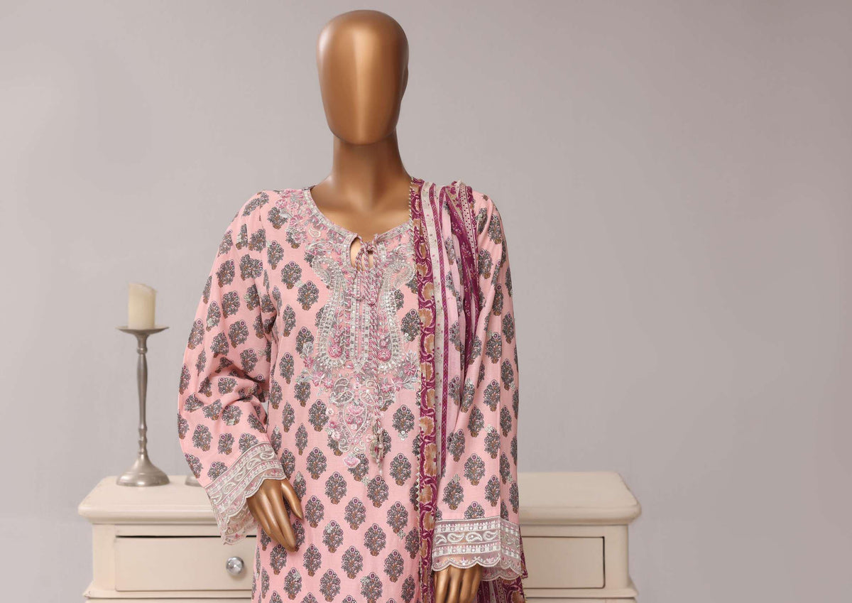 Sadabahar Festive Embroidered Lawn Cotton 3 Piece-Pink