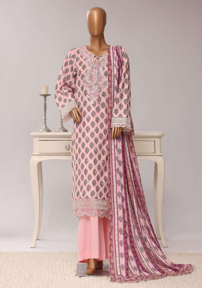 Sadabahar Festive Embroidered Lawn Cotton 3 Piece-Pink