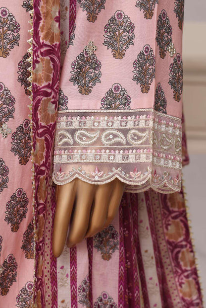Sadabahar Festive Embroidered Lawn Cotton 3 Piece-Pink