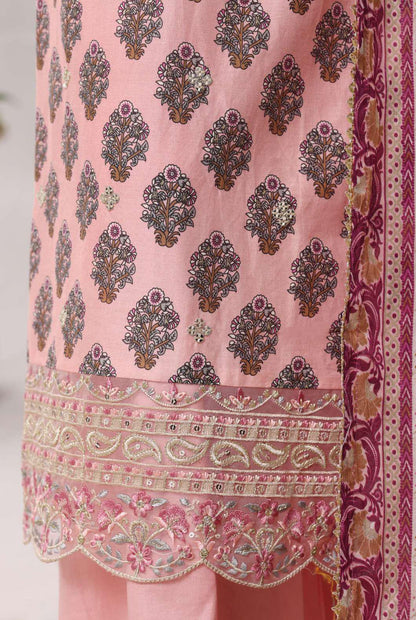Sadabahar Festive Embroidered Lawn Cotton 3 Piece-Pink