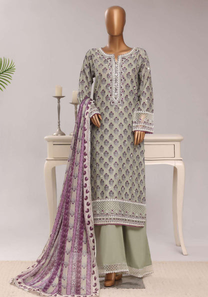 Sadabahar Festive Embroidered Lawn Cotton 3 Piece-Pastal Green