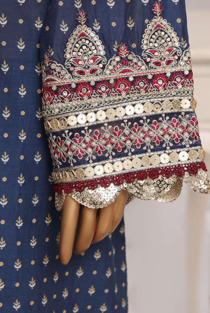 Sadabahar Festive Embroidered Lawn Cotton 3 Piece-Blue