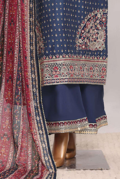 Sadabahar Festive Embroidered Lawn Cotton 3 Piece-Blue