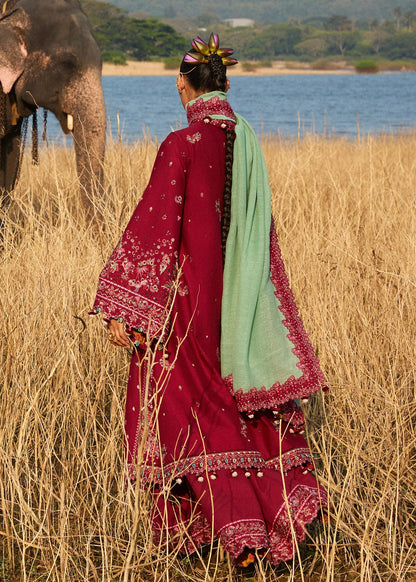 Hussain Rehar Embroidered Luxury Lawn 3 Piece-Mahogony