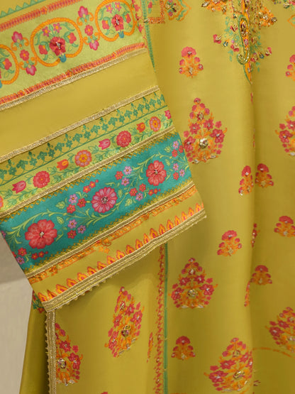 Aghanoor 100% Pure Raw Silk Embroidered 3 Piece Suit