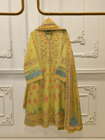 Aghanoor 100% Pure Raw Silk Embroidered 3 Piece Suit