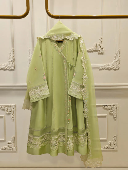 Aghanoor Embroidered Cotton Net Frock Style 3 Piece Suit