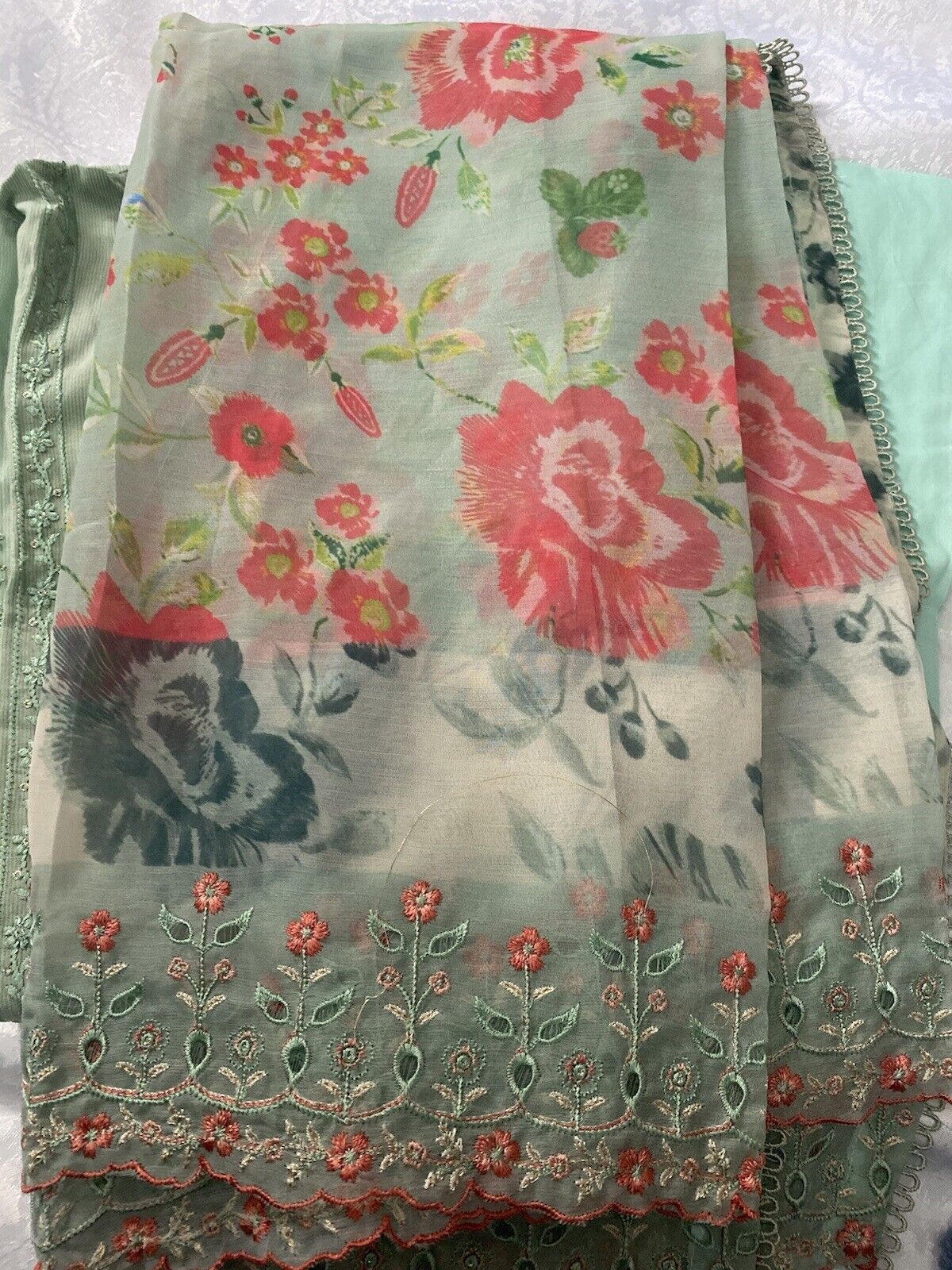 Bin Saeed Embroidered Lawn 3 Piece Suit