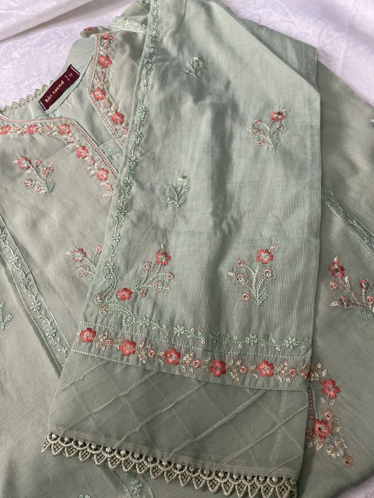 Bin Saeed Embroidered Lawn 3 Piece Suit