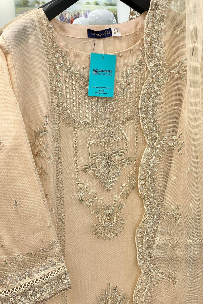 Sadabahar Embroidered Organza 3 Piece Suit