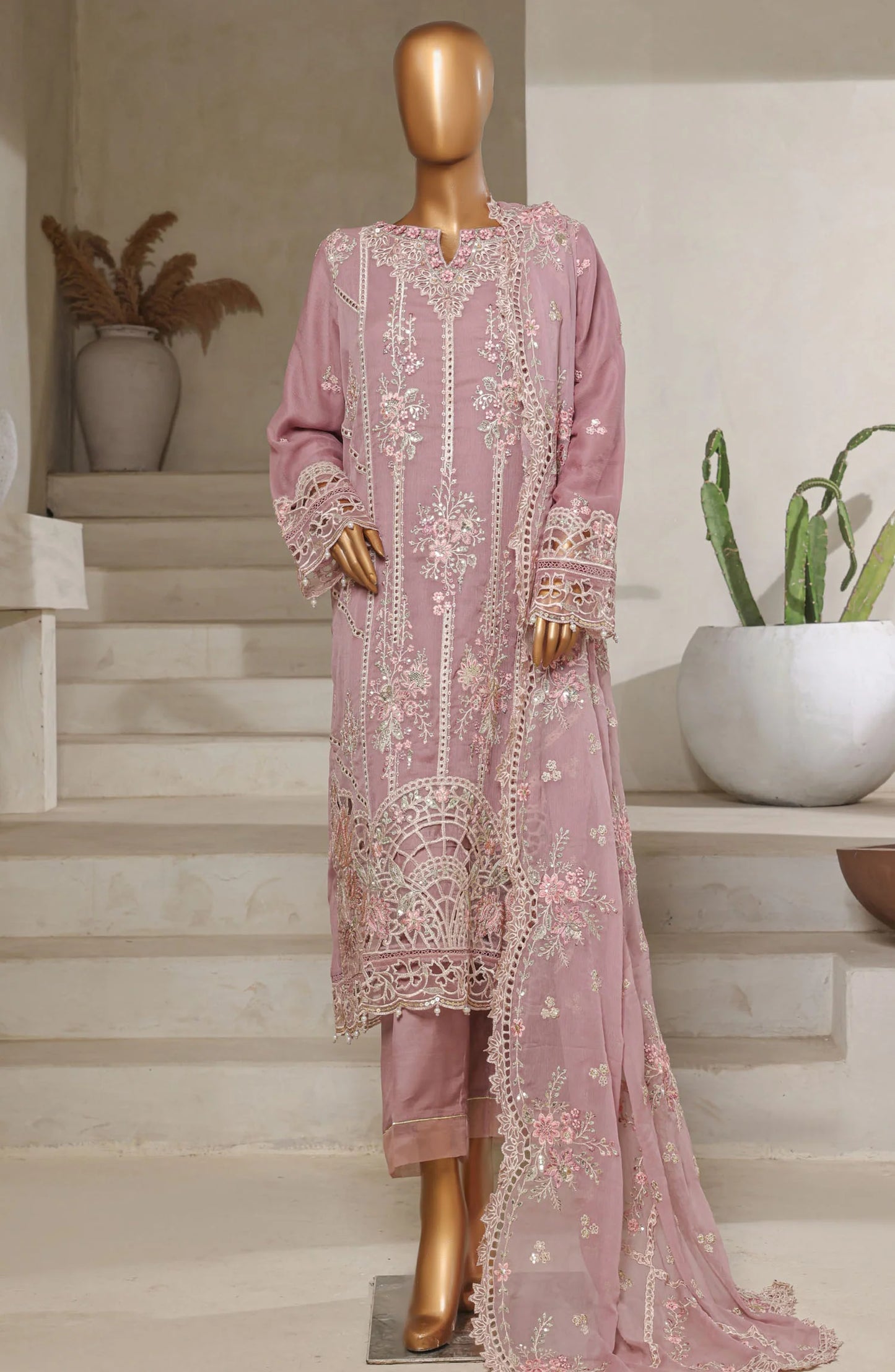Sadabahar Afsaney Stitched Embroidered Chiffon 3 Piece