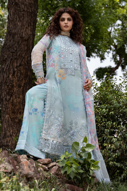CHARIZMA VASAL LUXURY EMBROIDERED CHIFFON 3 PIECE-VOL-1-Skyblue