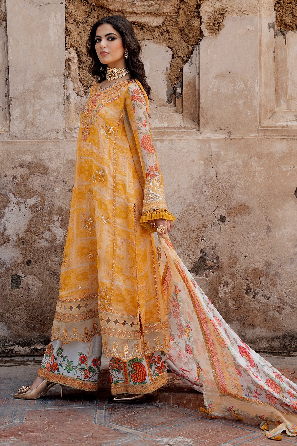 CHARIZMA VASAL LUXURY EMBROIDERED CHIFFON 3 PIECE-VOL-1-ORANGE