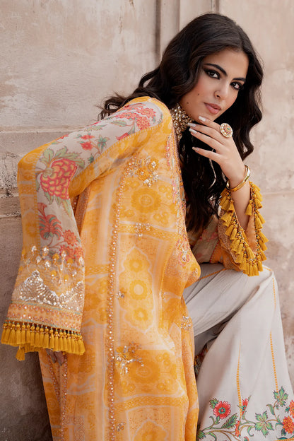 CHARIZMA VASAL LUXURY EMBROIDERED CHIFFON 3 PIECE-VOL-1-ORANGE
