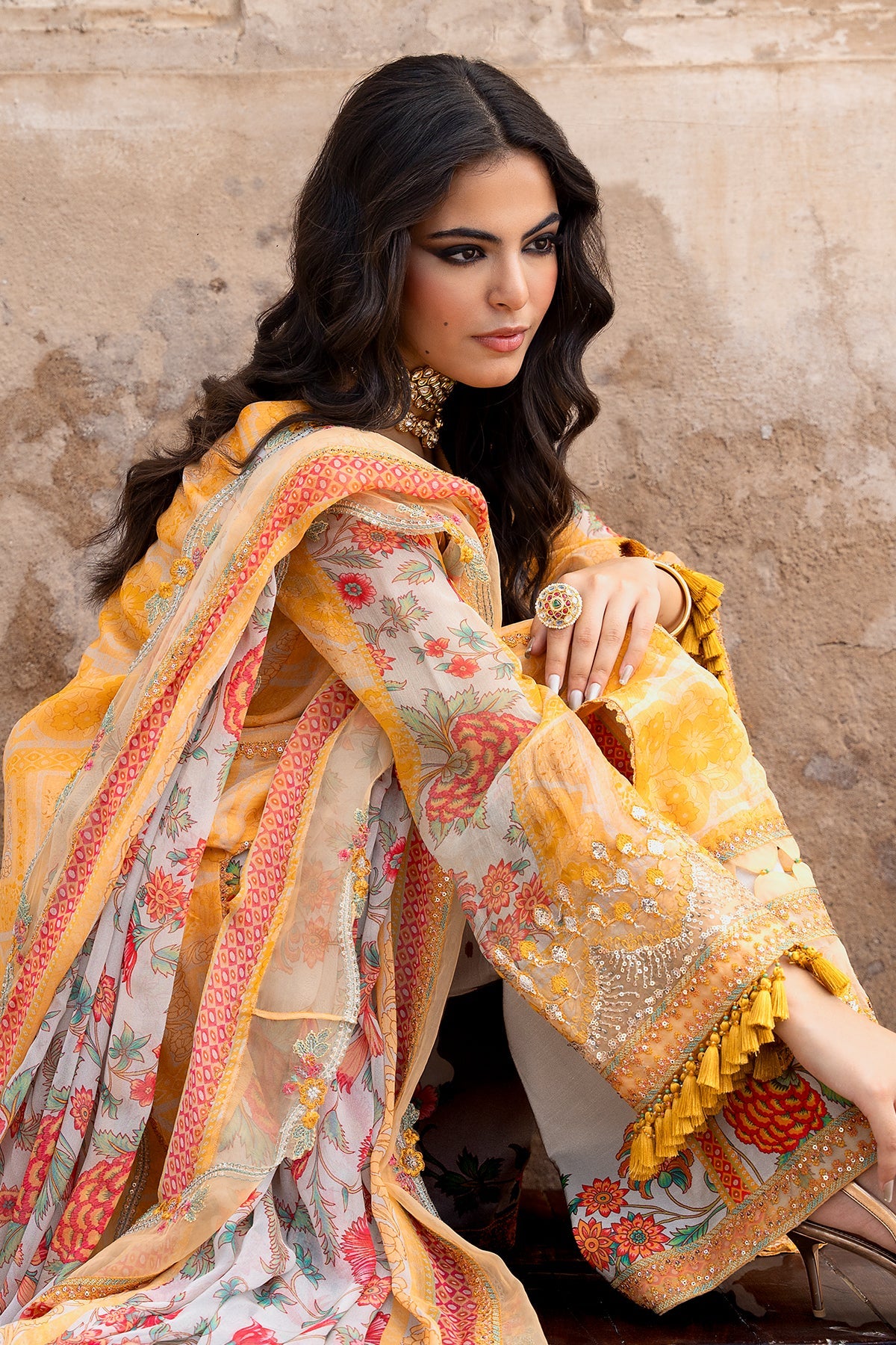 CHARIZMA VASAL LUXURY EMBROIDERED CHIFFON 3 PIECE-VOL-1-ORANGE