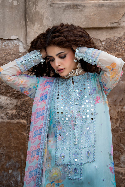CHARIZMA VASAL LUXURY EMBROIDERED CHIFFON 3 PIECE-VOL-1-Skyblue
